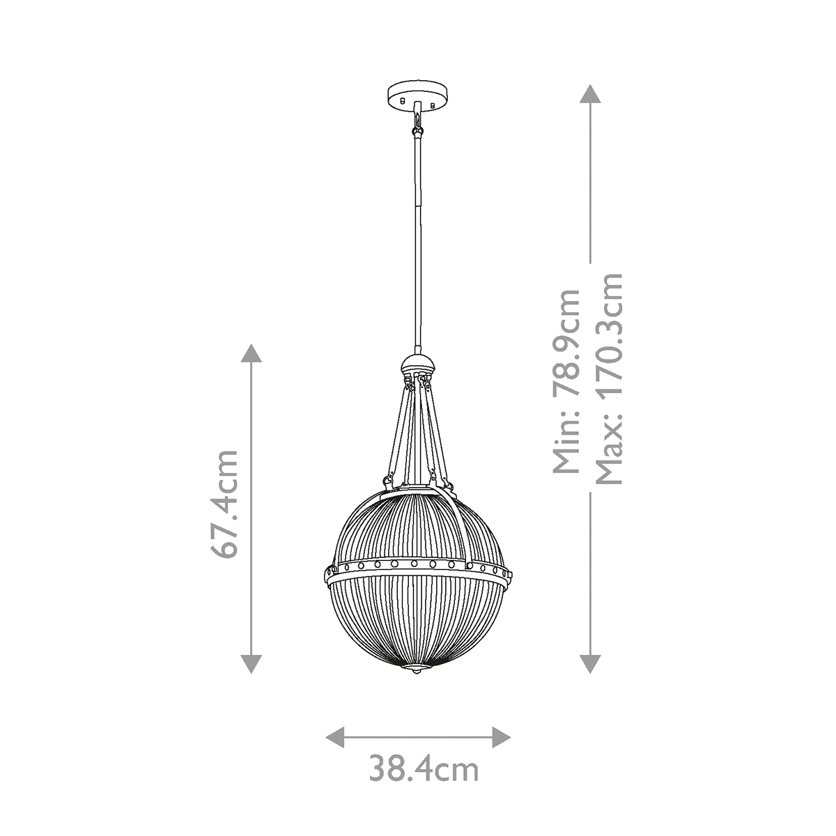 Подвесной светильник с рифленым стеклянным плафоном в форме шара Kichler в Костроме