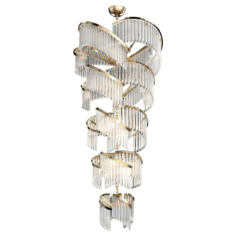 Большая Многоярусная Люстра для Высокого потолка Odeon Large Tiered Chandelier Золотой Прозрачное Стекло Большая Многоярусная Люстра для Высокого потолка Odeon Large Tiered Chandelier Золотой Прозрачное Стекло в Костроме | Loft Concept