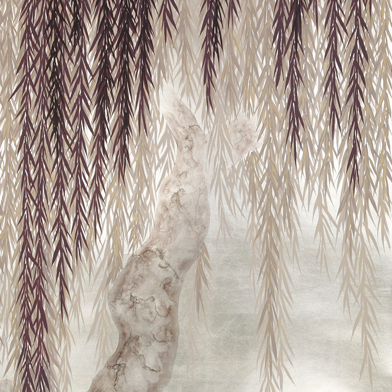 Обои ручная роспись Willow Boysenberry on White Metal gilded paper Обои ручная роспись Willow Boysenberry on White Metal gilded paper в Костроме | Loft Concept