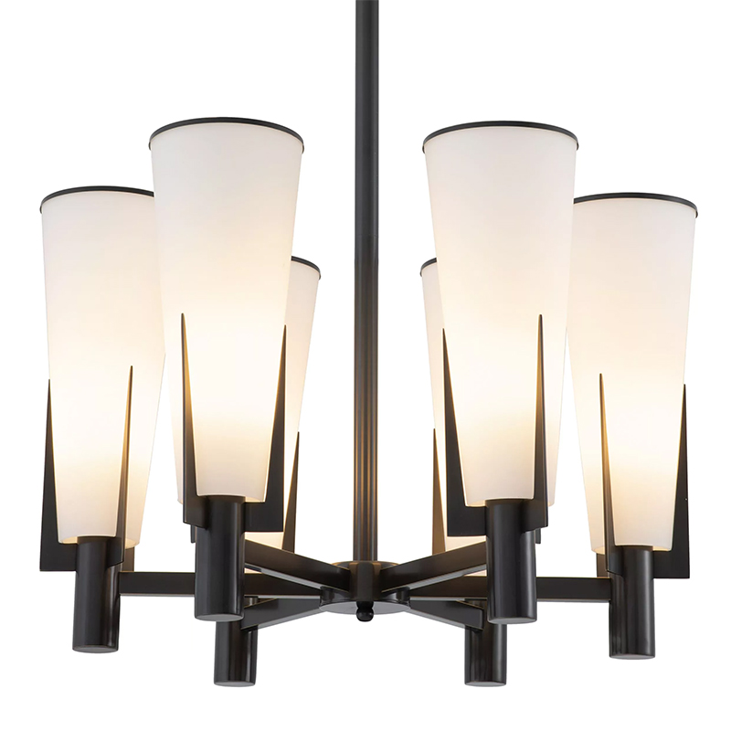 Люстра Eichholtz Chandelier Dino Bronze Белое матовое стекло Черный Темная бронза Люстра Eichholtz Chandelier Dino Bronze Белое матовое стекло Черный Темная бронза в Костроме | Loft Concept