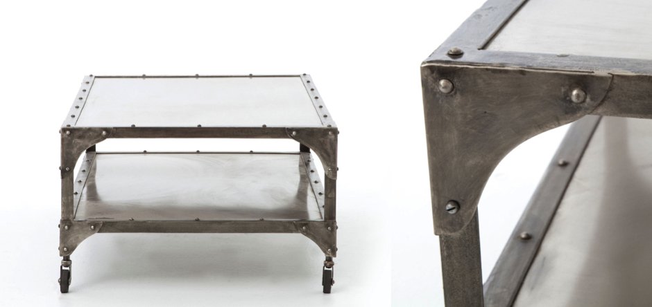 Кофейный стол Industrial Steampunk Nickel Coffee Table Кофейный стол Industrial Steampunk Nickel Coffee Table - Loft-Concept в Костроме