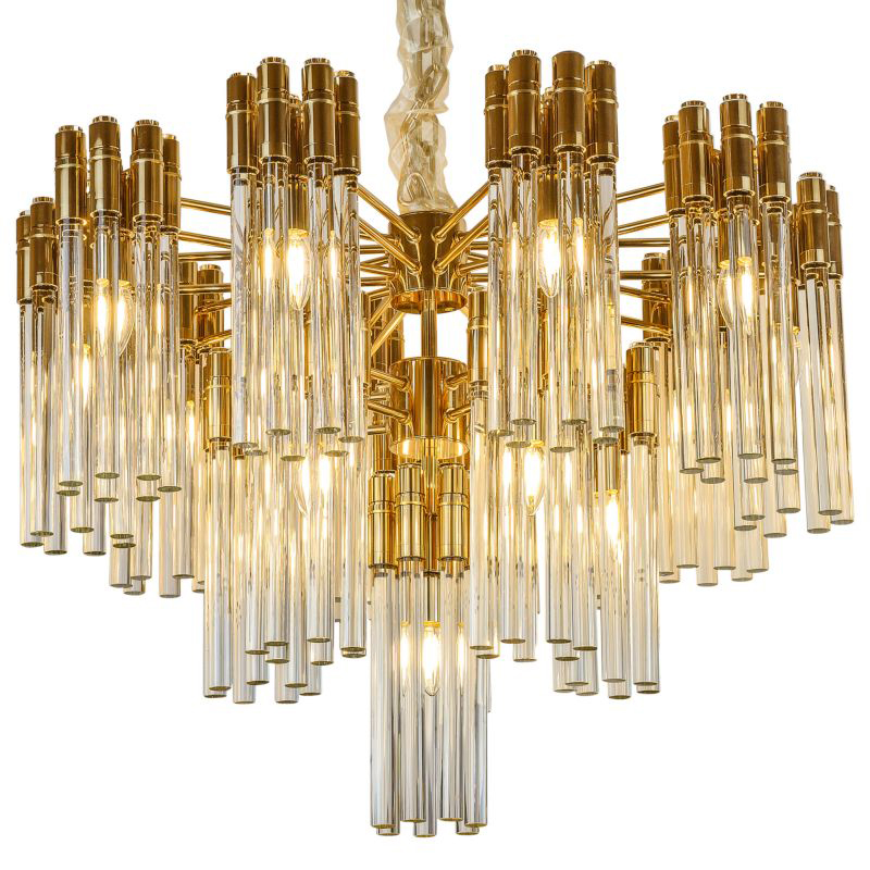Люстра Contemporary Chandelier Crystal Gold Золотой Прозрачное Стекло Люстра Contemporary Chandelier Crystal Gold Золотой Прозрачное Стекло в Костроме | Loft Concept