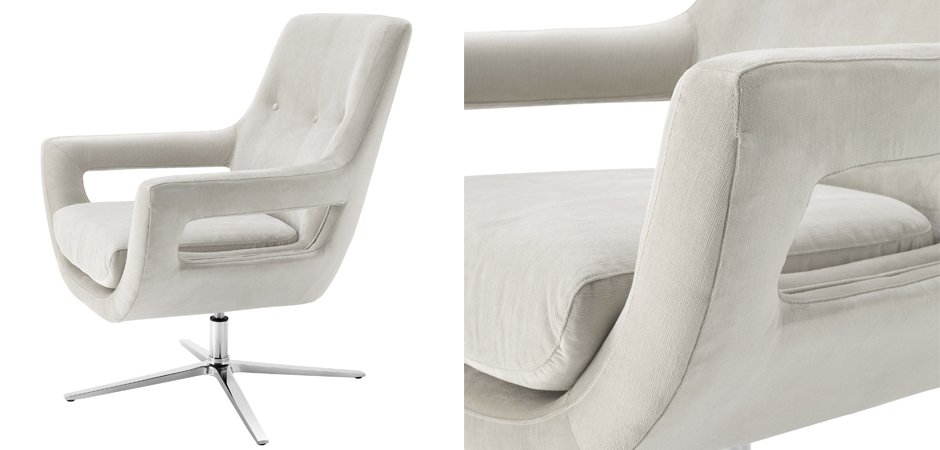 Кресло Eichholtz Swivel Chair Flavio Pebble Grey - фото №1