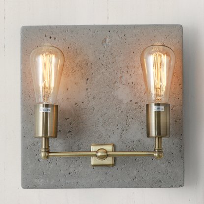 Бра Concrete SocKet Double Bra Латунь Античная полированная Серый бетон Бра Concrete SocKet Double Bra Латунь Античная полированная Серый бетон в Костроме | Loft Concept