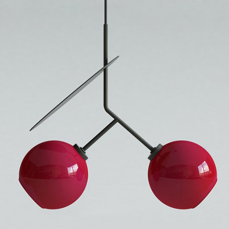 Подвесной светильник Cherry Pendant Double Red Красный Черный Подвесной светильник Cherry Pendant Double Red Красный Черный в Костроме | Loft Concept