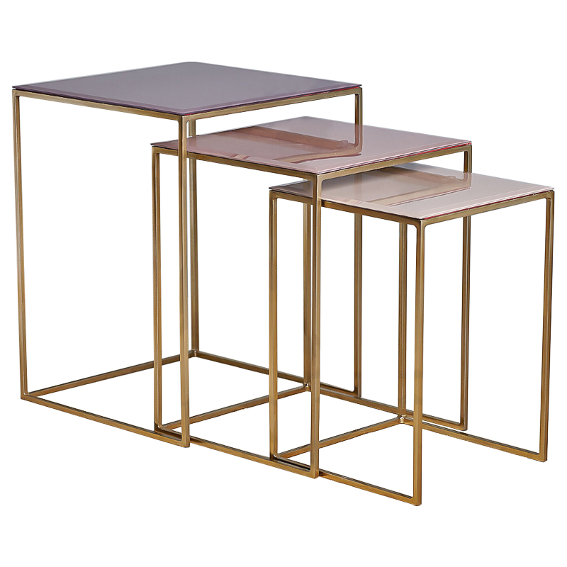 Комплект столиков Corbin Side Tables Золотой Розовый пастельный Дымчатая Роза Комплект столиков Corbin Side Tables Золотой Розовый пастельный Дымчатая Роза в Костроме | Loft Concept