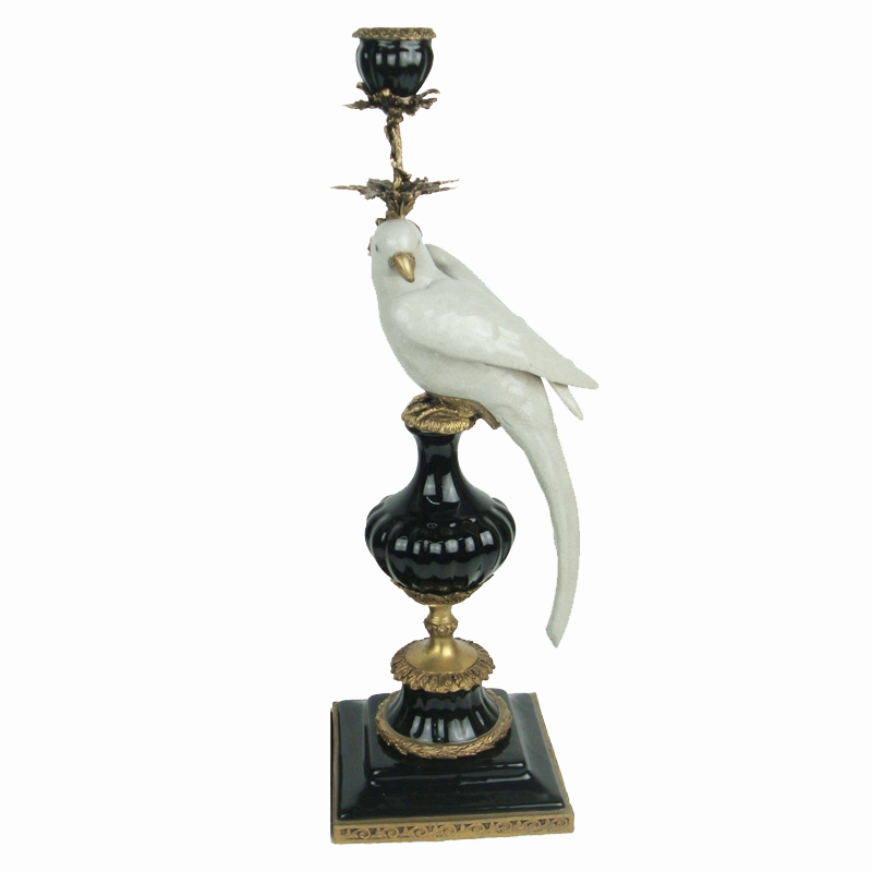 Подсвечник White Parrot Бронза Белый Черный Подсвечник White Parrot Бронза Белый Черный в Костроме | Loft Concept