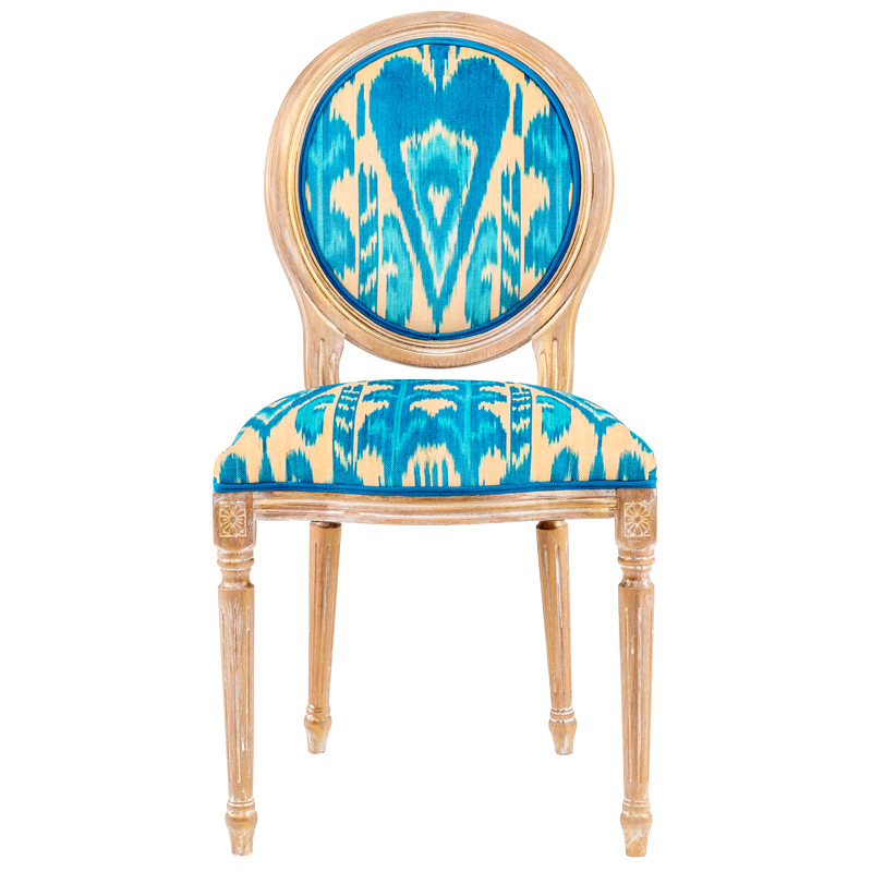 Стул Ikat Pattern Голубой Бежевый Коричневый Голубой Стул Ikat Pattern Голубой Бежевый Коричневый Голубой в Костроме | Loft Concept