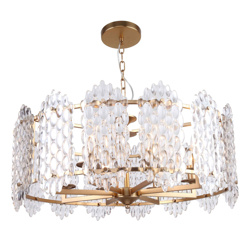Люстра подвесная Textured Glass Chandelier D71 Глянцевое золото Прозрачное Стекло Люстра подвесная Textured Glass Chandelier D71 Глянцевое золото Прозрачное Стекло в Костроме | Loft Concept