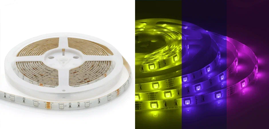 Светодиодная влагозащищенная лента 7,2W/m 30LED/m 5050SMD разноцветная 5M Светодиодная влагозащищенная лента 7,2W/m 30LED/m 5050SMD разноцветная 5M - Loft-Concept в Костроме