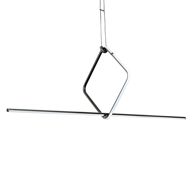 Подвесной светильник Square Line Black Led Lamp Черный Белый Подвесной светильник Square Line Black Led Lamp Черный Белый в Костроме | Loft Concept