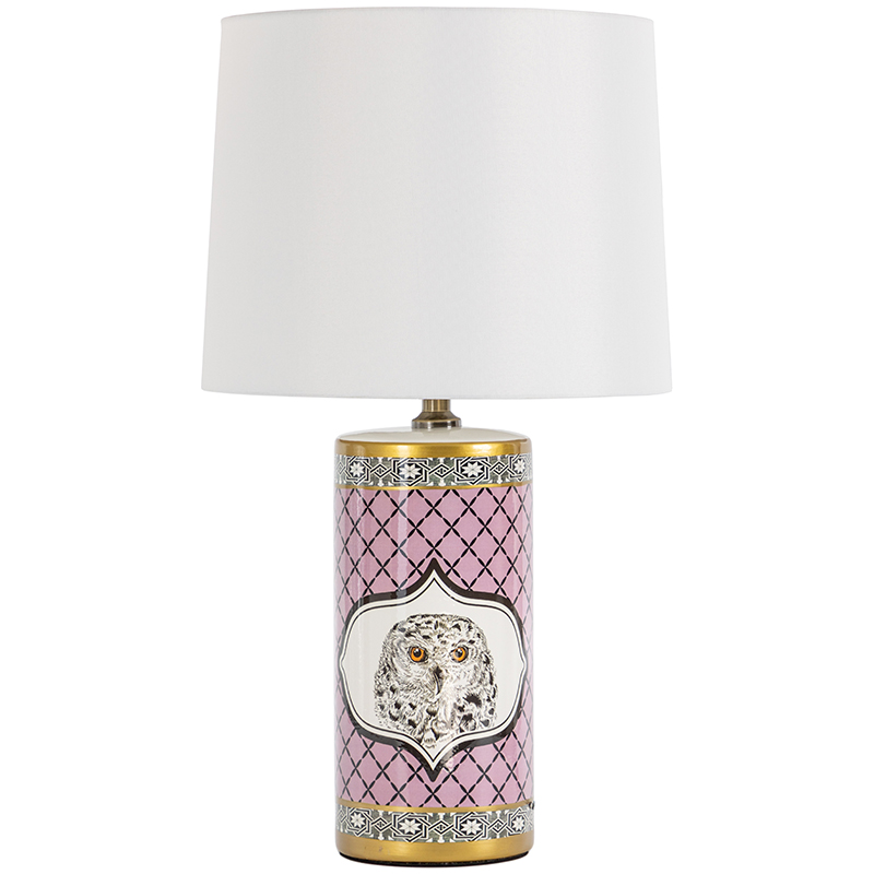 Настольная лампа Owl Collection Pink Lampshade Белый Розовый Черно-белый Золотой Настольная лампа Owl Collection Pink Lampshade Белый Розовый Черно-белый Золотой в Костроме | Loft Concept
