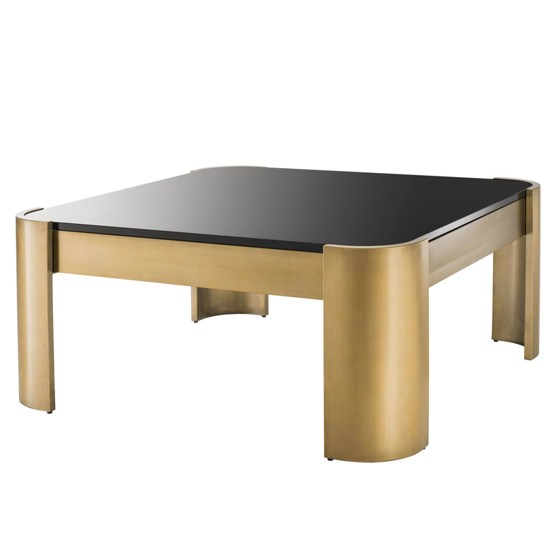 Кофейный стол Eichholtz Coffee Table Courrier Матовая латунь Глянцевый черный Кофейный стол Eichholtz Coffee Table Courrier Матовая латунь Глянцевый черный в Костроме | Loft Concept
