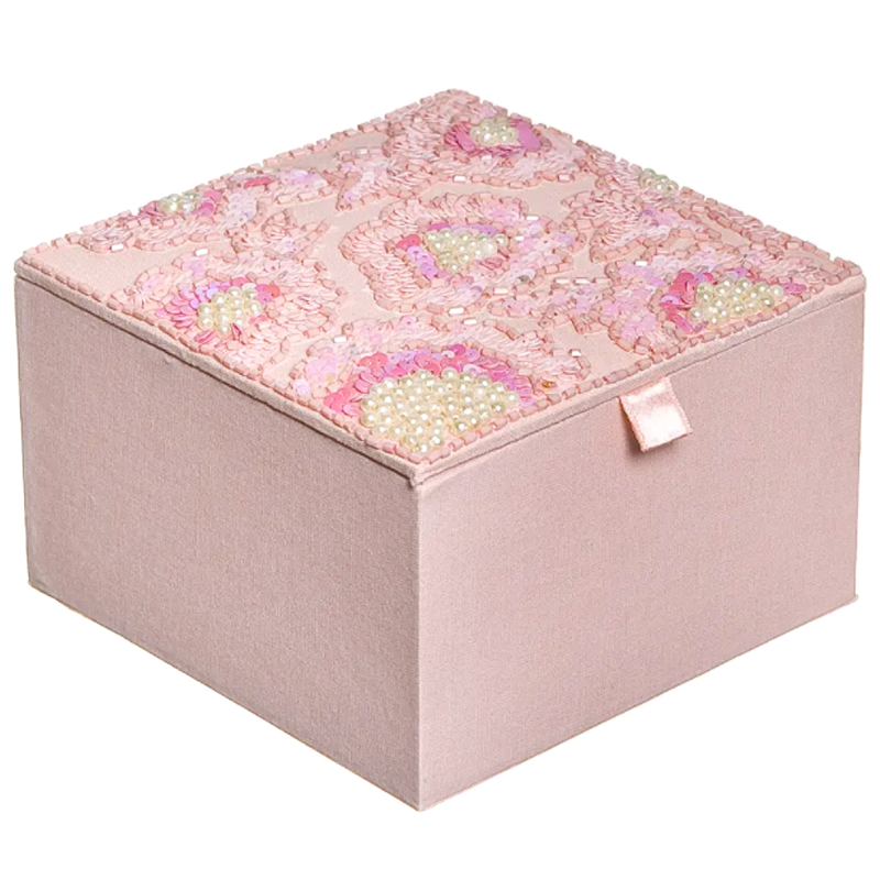 Шкатулка с вышивкой из бисера Fleur Beads Embroidery Box Розовый Шкатулка с вышивкой из бисера Fleur Beads Embroidery Box Розовый в Костроме | Loft Concept
