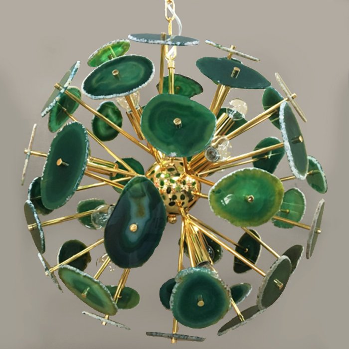 Люстра Agate Burst Chandelier Green Зеленый Золотой Люстра Agate Burst Chandelier Green Зеленый Золотой в Костроме | Loft Concept
