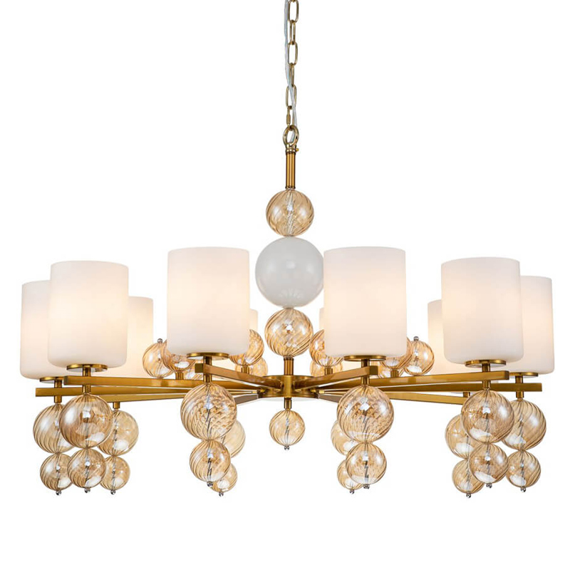 Люстра Blown Glass Balloons Chandelier 10 Латунь Белый Янтарный Люстра Blown Glass Balloons Chandelier 10 Латунь Белый Янтарный в Костроме | Loft Concept