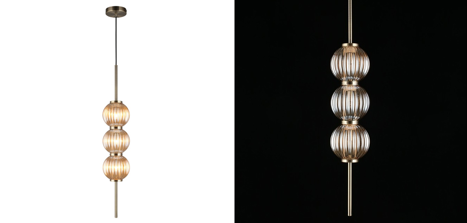Подвесной светильник Shell Beads с янтарным стеклом Подвесной светильник Shell Beads с янтарным стеклом - Loft-Concept в Костроме