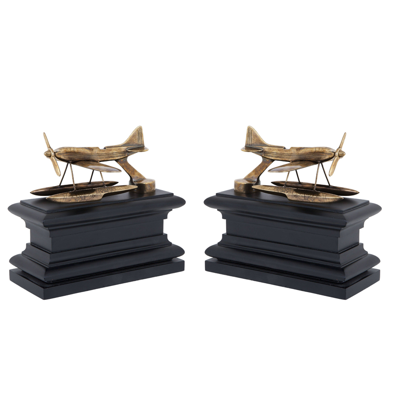 Держатель для книг Eichholtz Bookend Hydroplane set of 2 brass Латунь Античная полированная Черный Держатель для книг Eichholtz Bookend Hydroplane set of 2 brass Латунь Античная полированная Черный в Костроме | Loft Concept
