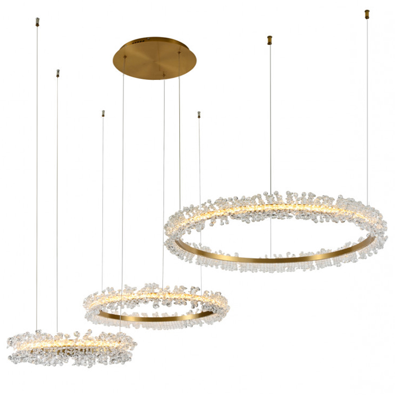 Люстра Crystal round chandelier 3 кольца Латунь Прозрачный Латунь Люстра Crystal round chandelier 3 кольца Латунь Прозрачный Латунь в Костроме | Loft Concept