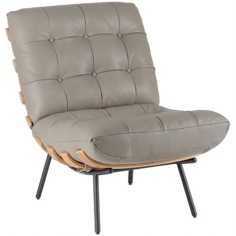 Кресло Philbert Chair grey leather Серый Кресло Philbert Chair grey leather Серый в Костроме | Loft Concept