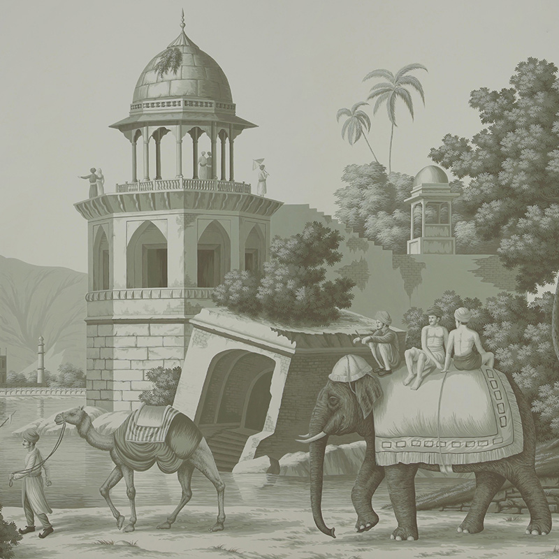 Обои ручная роспись Early Views of India Crystal Grey on scenic paper Обои ручная роспись Early Views of India Crystal Grey on scenic paper в Костроме | Loft Concept