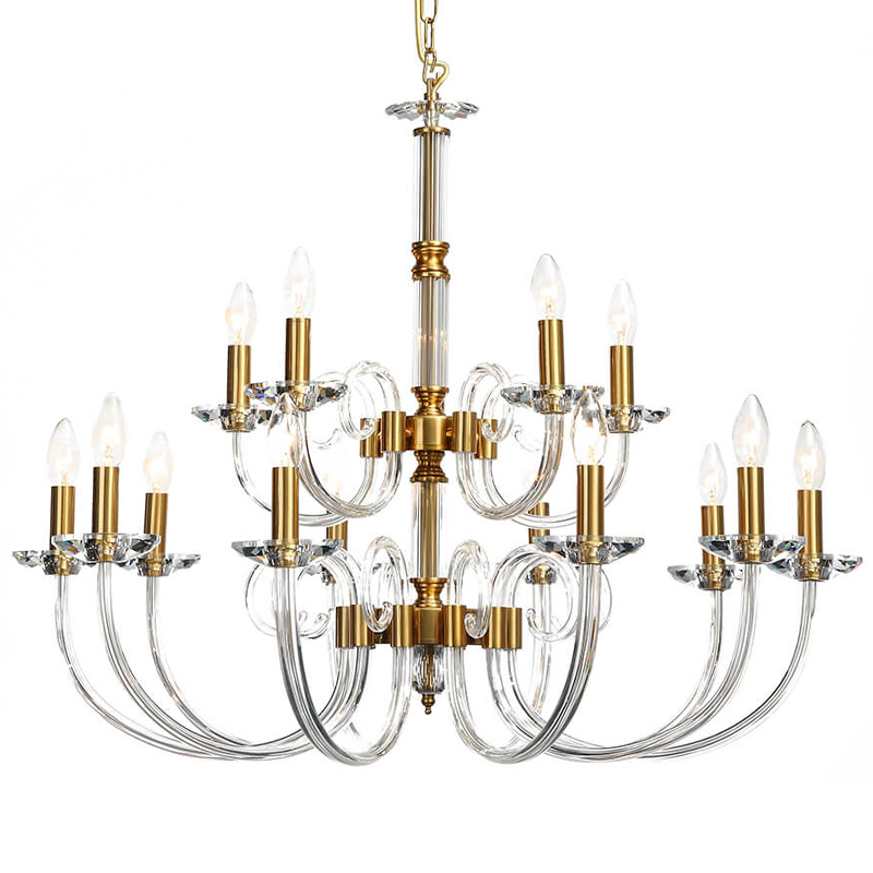 Люстра Twisted Glass Candles Chandelier 15 Золотой Прозрачное Стекло Люстра Twisted Glass Candles Chandelier 15 Золотой Прозрачное Стекло в Костроме | Loft Concept