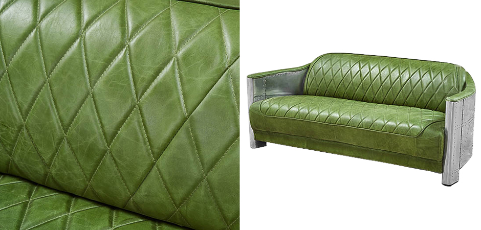 Диван Авиатор Sofa 2 seat зеленая кожа Диван Авиатор Sofa 2 seat зеленая кожа - Loft-Concept в Костроме
