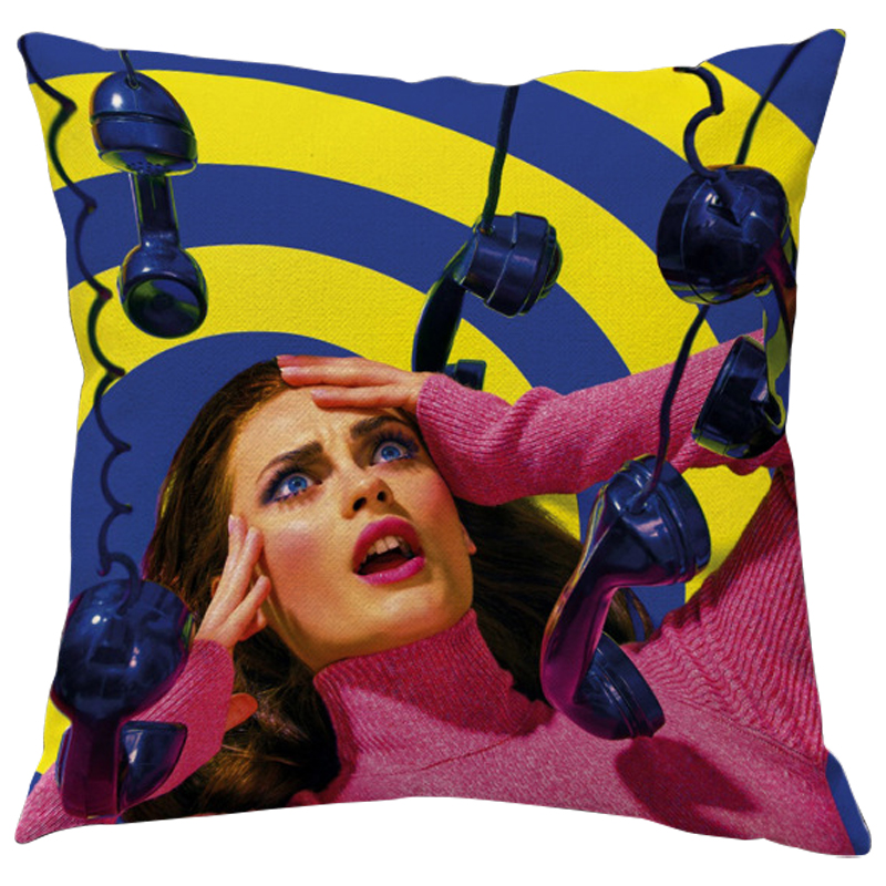 Декоративная подушка Seletti Cushion Phone Желтый Синий Розовый Декоративная подушка Seletti Cushion Phone Желтый Синий Розовый в Костроме | Loft Concept