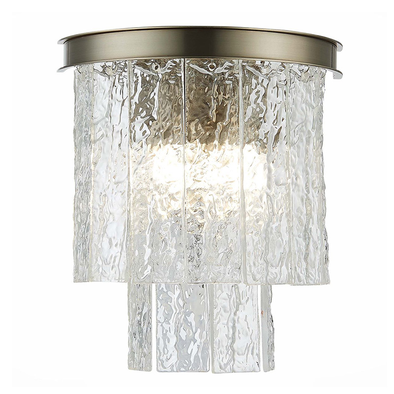 Бра Renea Textured Glass Wall Lamp Nickel Никель Прозрачное Стекло Бра Renea Textured Glass Wall Lamp Nickel Никель Прозрачное Стекло в Костроме | Loft Concept