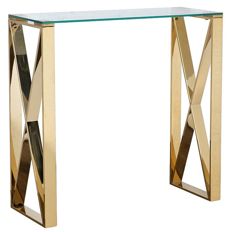Консоль Golden Luxury II Console Золотой Прозрачное Стекло в Костроме | Loft Concept 