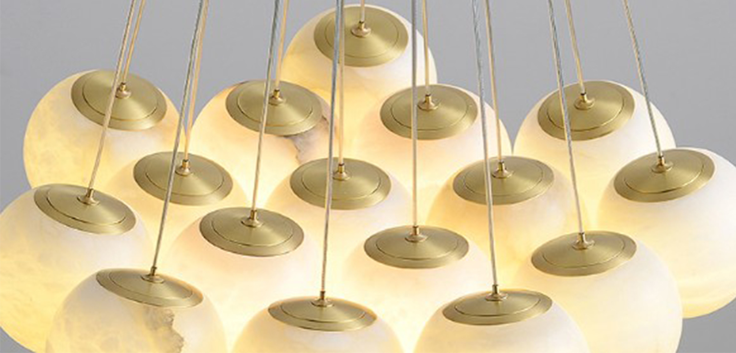 Каскадный Cветильник 16 Шариков из натурального мрамора Marble Balls Lamp - фото №1