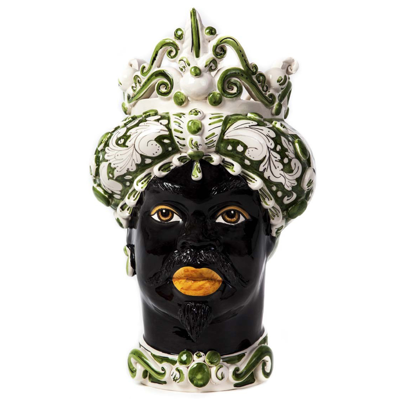 Ваза VASE MORO MAN MEDIUM green Черный Белый Зеленый Ваза VASE MORO MAN MEDIUM green Черный Белый Зеленый в Костроме | Loft Concept