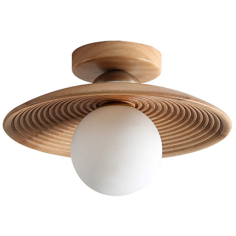 Потолочный светильник Ogata Wooden Light Коричневый Древесина Белое матовое стекло Потолочный светильник Ogata Wooden Light Коричневый Древесина Белое матовое стекло в Костроме | Loft Concept