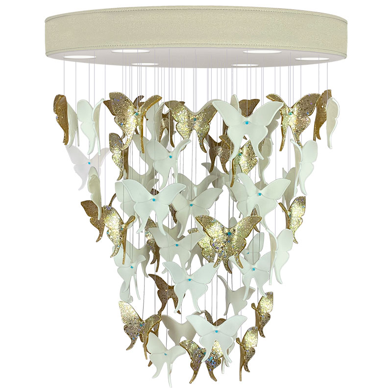 Люстра Золотые Бабочки Жемчужно-серая база Night Butterflies Chandelier Gold Бежево-серый Белый Золотой Люстра Золотые Бабочки Жемчужно-серая база Night Butterflies Chandelier Gold Бежево-серый Белый Золотой в Костроме | Loft Concept