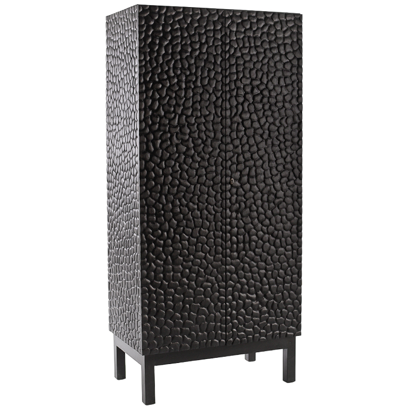 Шкаф Black Pebble Wood Carved Cabinet Черный Шкаф Black Pebble Wood Carved Cabinet Черный в Костроме | Loft Concept