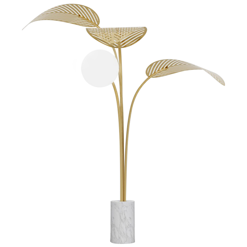 Торшер Palm Tree Light One Floor Lamp Золотой Белый Белый Мрамор Bianco Торшер Palm Tree Light One Floor Lamp Золотой Белый Белый Мрамор Bianco в Костроме | Loft Concept