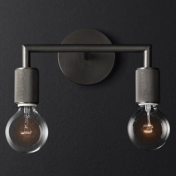 Бра RH Utilitaire Double Sconce Black Темная бронза Бра RH Utilitaire Double Sconce Black Темная бронза в Костроме | Loft Concept