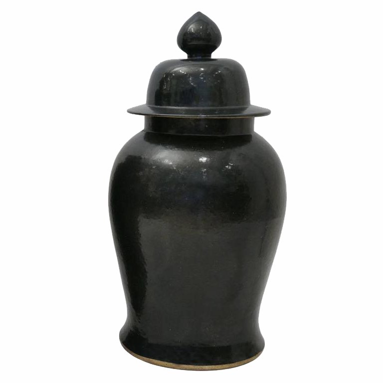 Ваза Black Ceramic Chinese Jars with Lids Черный Ваза Black Ceramic Chinese Jars with Lids Черный в Костроме | Loft Concept