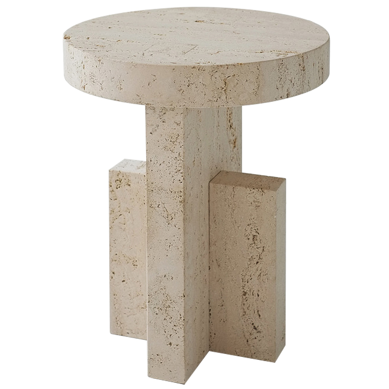 Приставной стол Clarence Travertine Side Table Бежевый Приставной стол Clarence Travertine Side Table Бежевый в Костроме | Loft Concept
