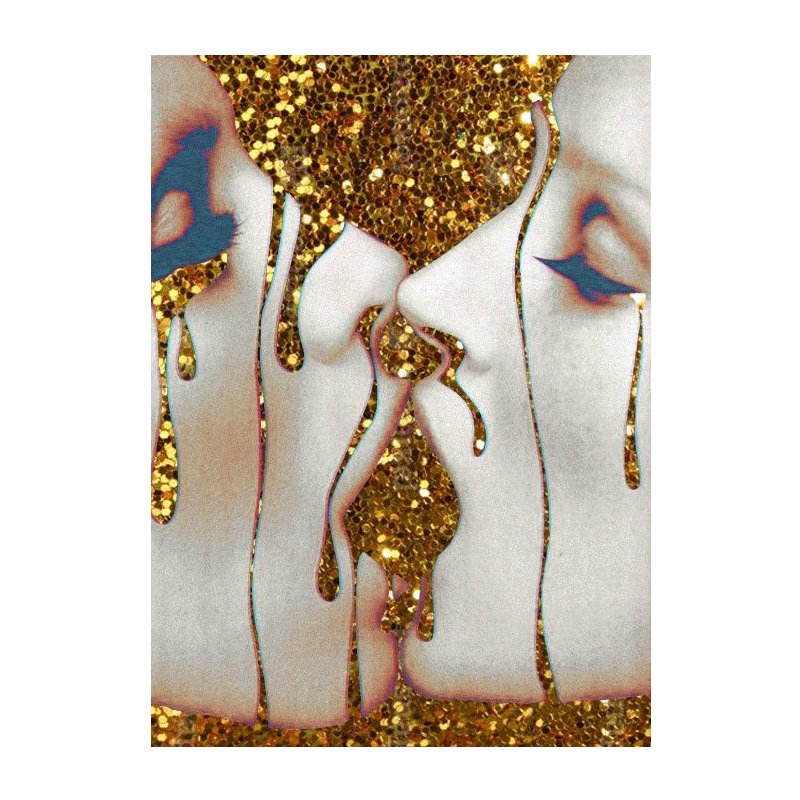 Картина Golden Kiss Золотой Бежево-серый Картина Golden Kiss Золотой Бежево-серый в Костроме | Loft Concept