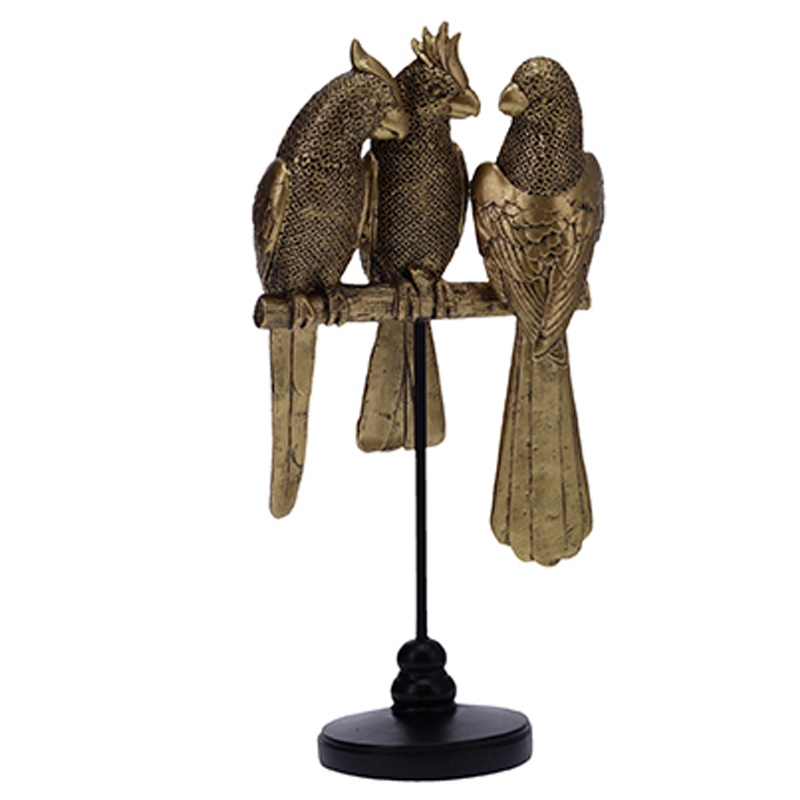 Статуэтка Three Golden Parrots Золотой Черный Статуэтка Three Golden Parrots Золотой Черный в Костроме | Loft Concept
