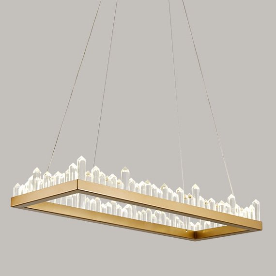 Люстра Crystal Rock Rectangle Chandelier Латунь Прозрачное Стекло Люстра Crystal Rock Rectangle Chandelier Латунь Прозрачное Стекло в Костроме | Loft Concept