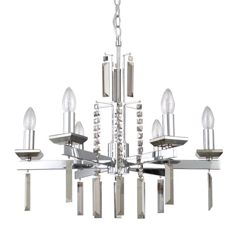 Люстра Vivien Crystal Chrome Chandelier 6 Хром Серый Люстра Vivien Crystal Chrome Chandelier 6 Хром Серый в Костроме | Loft Concept