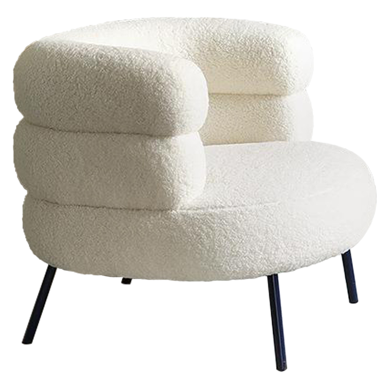 Кресло Boyle White Boucle Armchair Белый Черный Кресло Boyle White Boucle Armchair Белый Черный в Костроме | Loft Concept