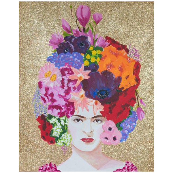 Картина “Frida with Flower Bouquet Headdress and Gold Glitter Background” Мульти в Костроме | Loft Concept 