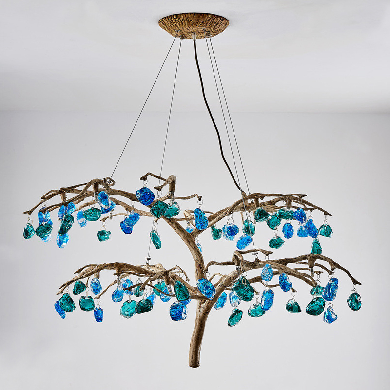 Люстра Precious Tree Chandelier Винтажное Светлое Золото Синий Бирюзовый Люстра Precious Tree Chandelier Винтажное Светлое Золото Синий Бирюзовый в Костроме | Loft Concept