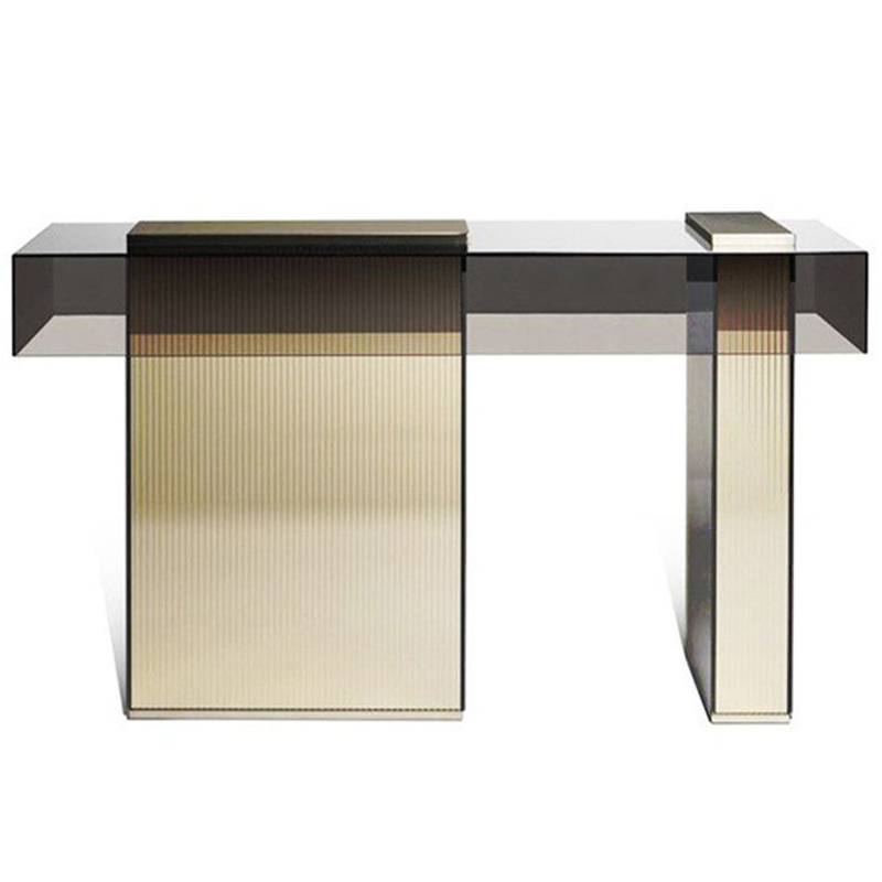 Консоль MARTY Console Стекло Смок Золотой Консоль MARTY Console Стекло Смок Золотой в Костроме | Loft Concept