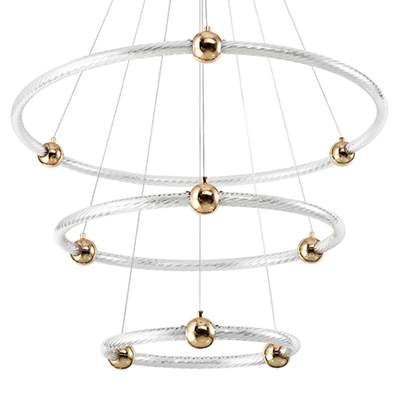 Люстра подвесная светодиодная c плафонами в виде колец Lighting Rings Gold Золотой Белый Люстра подвесная светодиодная c плафонами в виде колец Lighting Rings Gold Золотой Белый в Костроме | Loft Concept