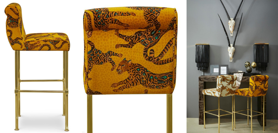 Барный Стул Сафари с орнаментом Kings Gold Bar Stool Оранжевый Барный Стул Сафари с орнаментом Kings Gold Bar Stool Оранжевый - Loft-Concept в Костроме