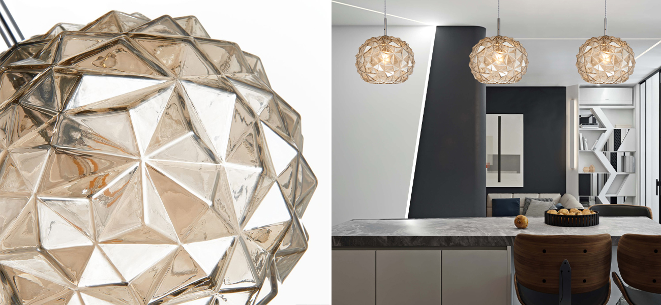 Подвесной светильник коньячного цвета Geometry Glass - фото